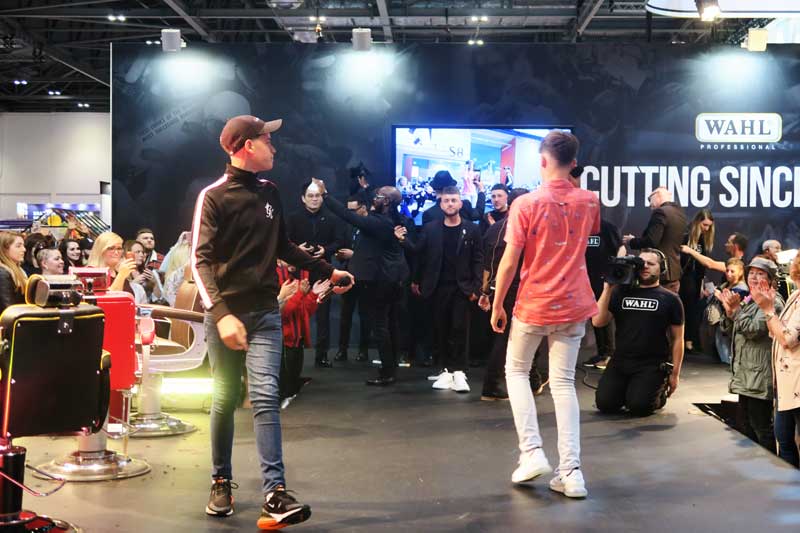 Max and Harvey entertaining on the Wahl stage at Salon International 